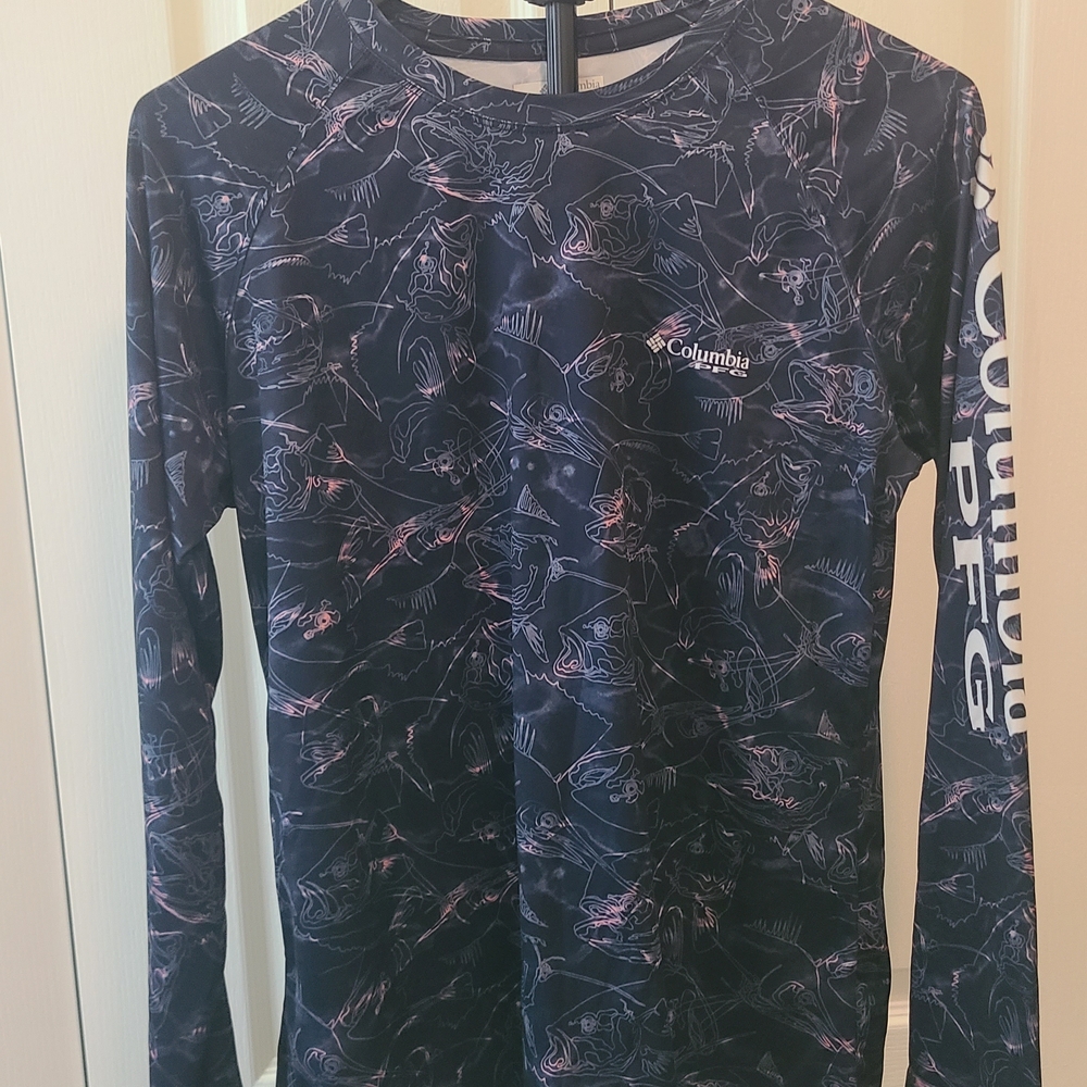 Columbia Kids' Patterned Navy Long Sleeve Tee